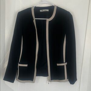 Nygard Collection Chic Black Blazer with Cream Trim